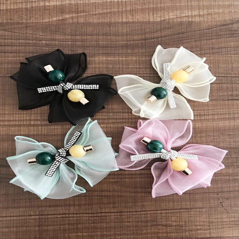 Shoe flower rhinestone new seam yarn bow hot sale shoe material shoe accessories sandals and slippers flower head factory direct sales
